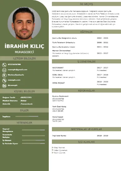Muhasebeci Örnek cv indir